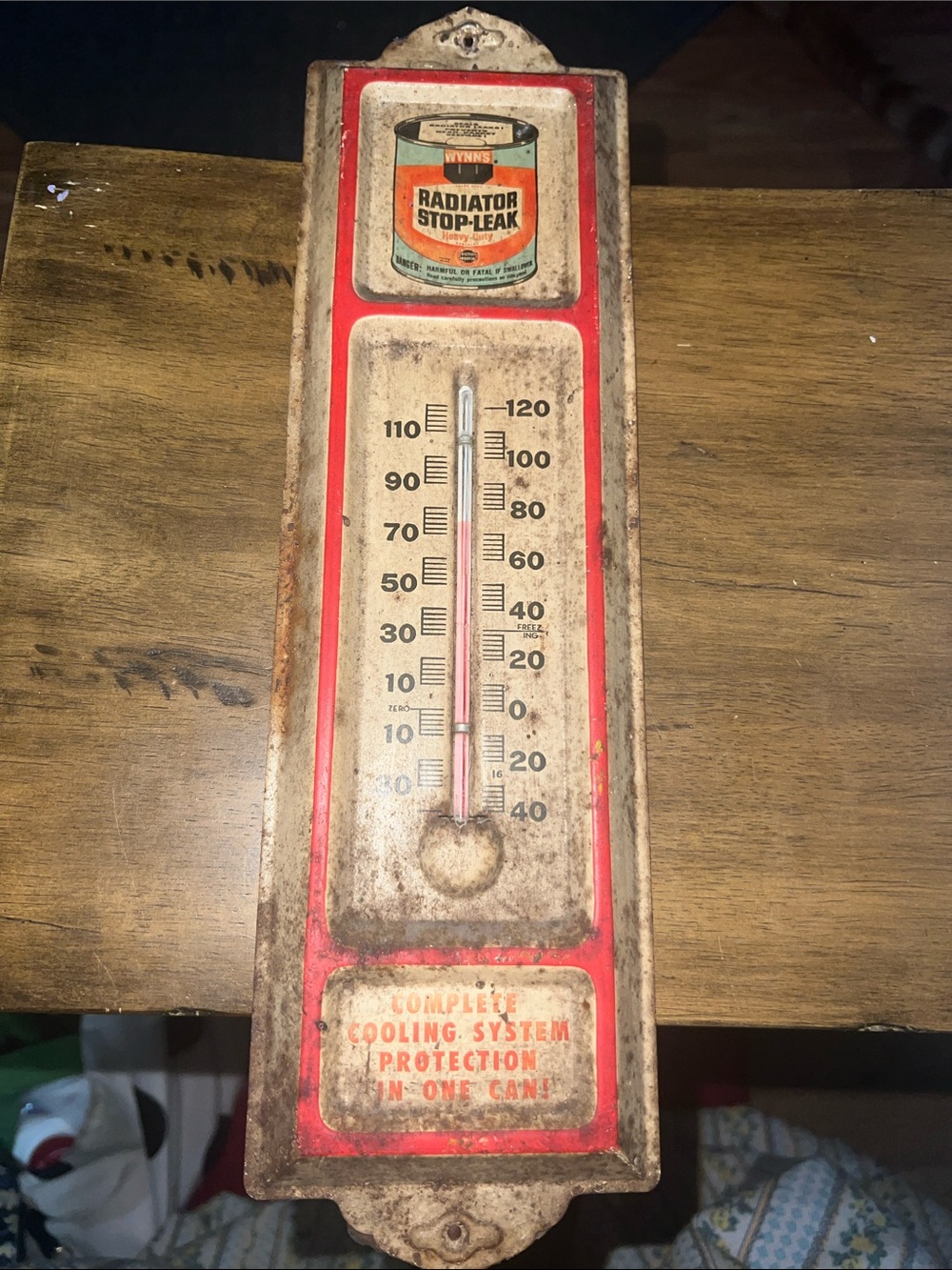Vintage Wynn’s Wall Thermometer in Red and Cream